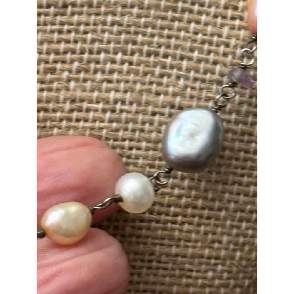 Genuine Honora Freshwater Pearl Necklace 17 Inch Sterling Silver 925 19g - Picture 3 of 11
